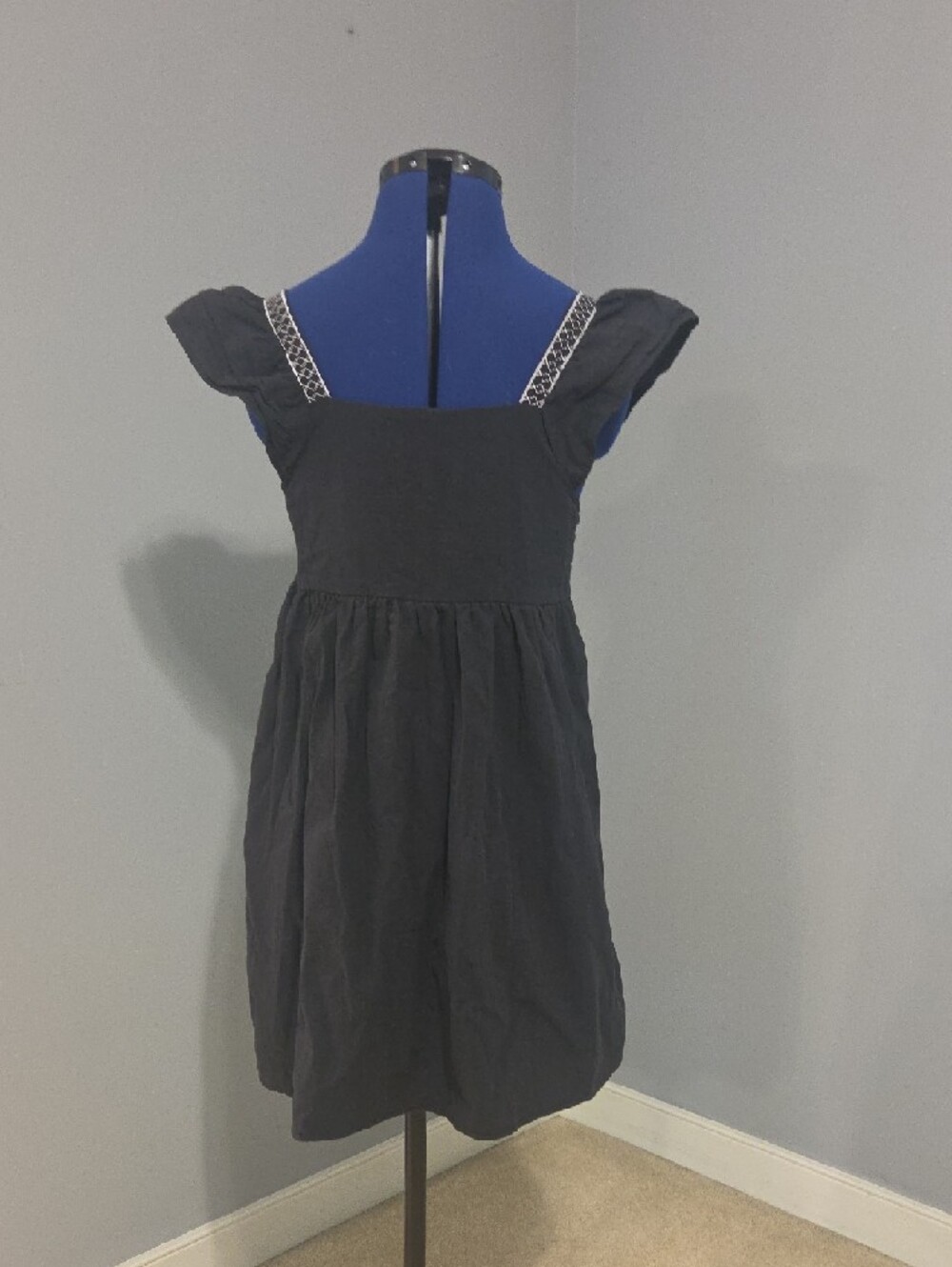 Embroidered Square-Neck Mini Dress - Picture 5 of 6